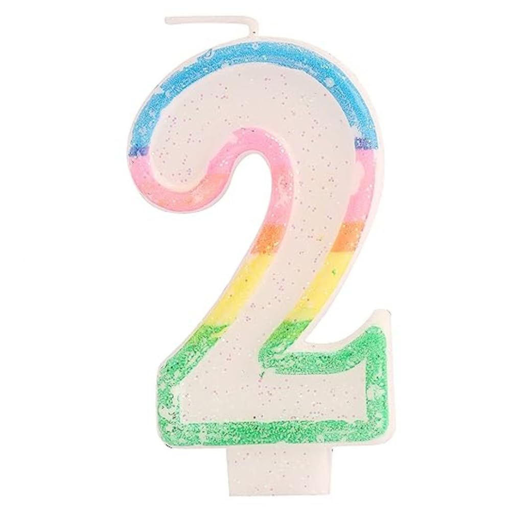 Number birthday cake candle - multicolor