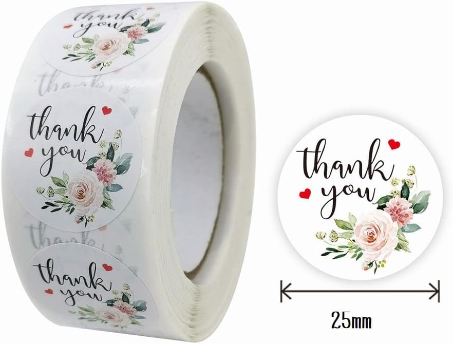 (JUMBO ROLL) Thank you labels for your small business (500 Labels) 1 inch