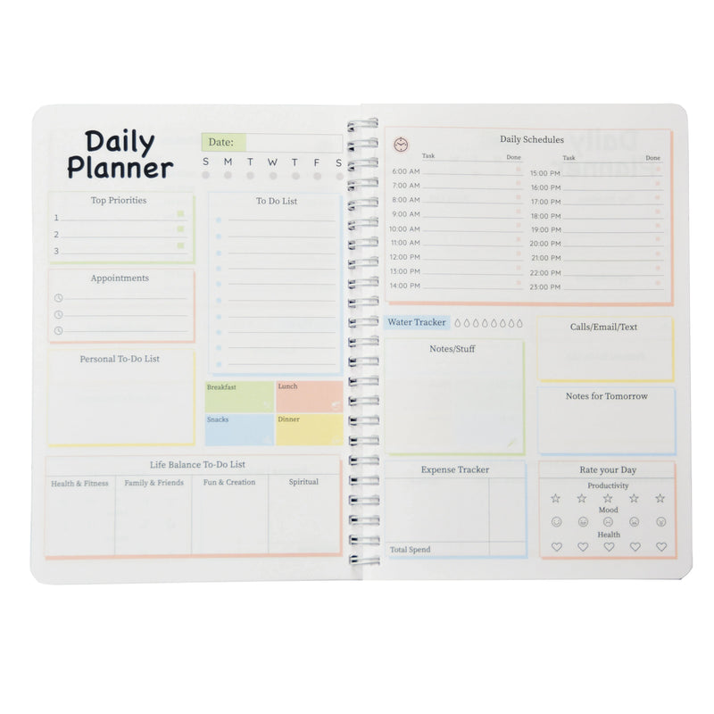 Daily Planner, Mood + Productivity + Expense (Free Sticker Sheets) for 2026 (FREE SHIPPING) I Self Help Journal Diary