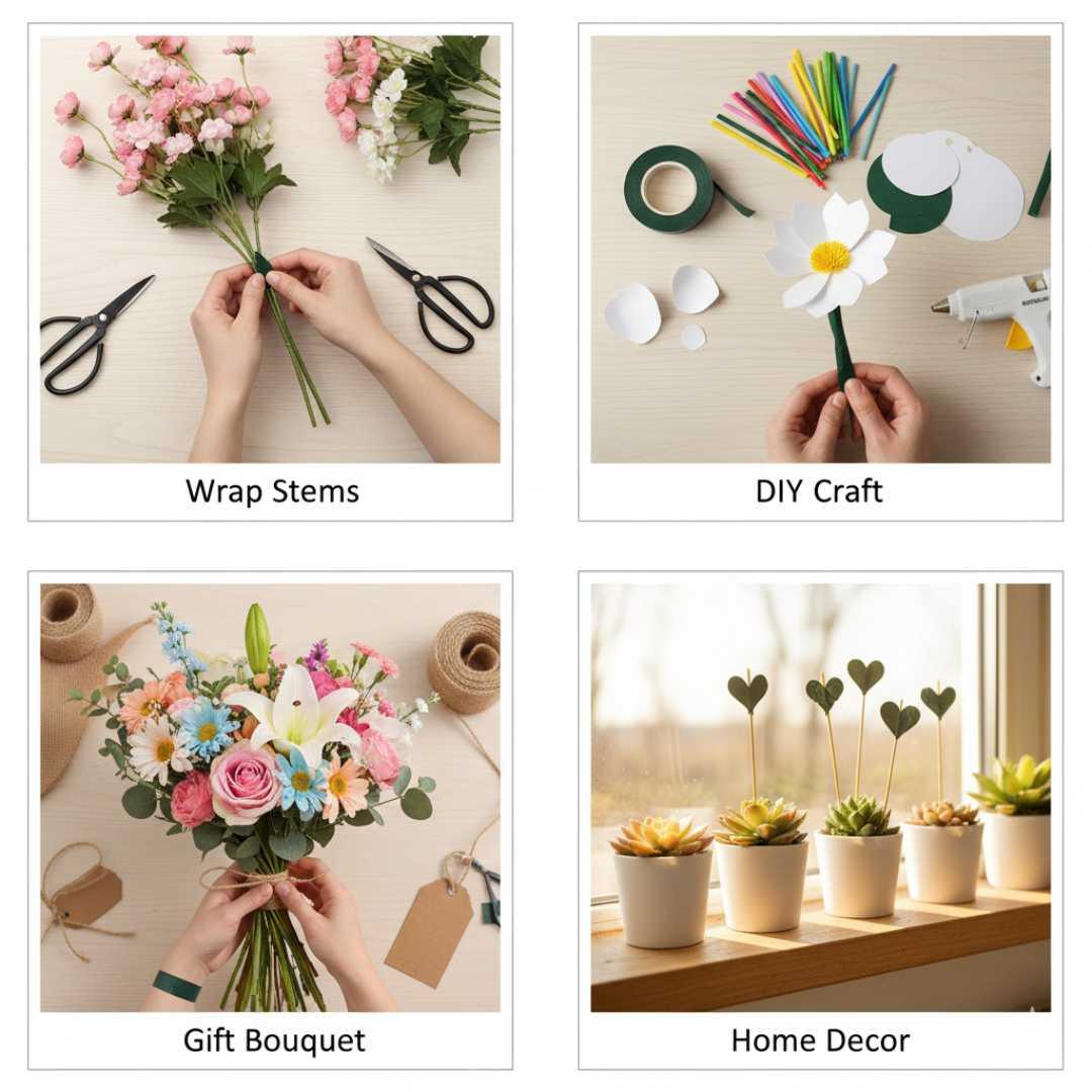 (Buy 1 get 1 free ) Premium Craft Flower Making Tape l Dark Green  l  Used in combination with pipe cleaners