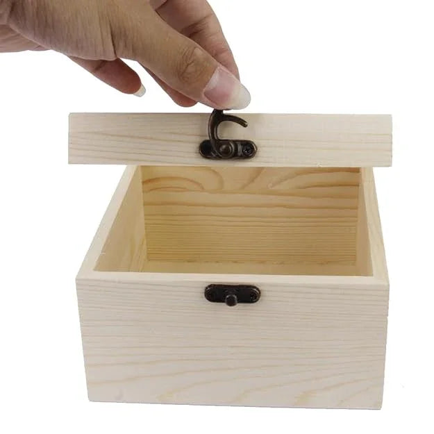 Versatile Wooden Box - 8x8x5cm, Contain 1 Unit for DIY
