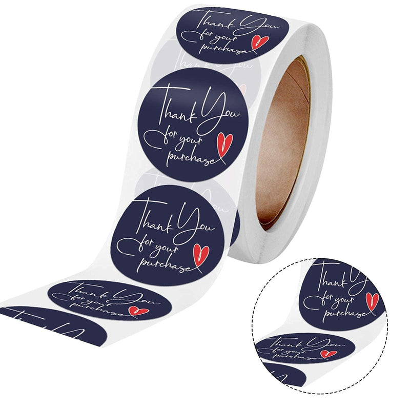 (JUMBO ROLL) Blue Thank you labels for your small business (500 Labels) 1inch