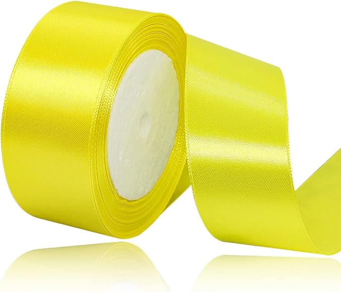 Yellow Premium 1.5 inch double faced satin ribbon l Pack of 1 (10 meters)