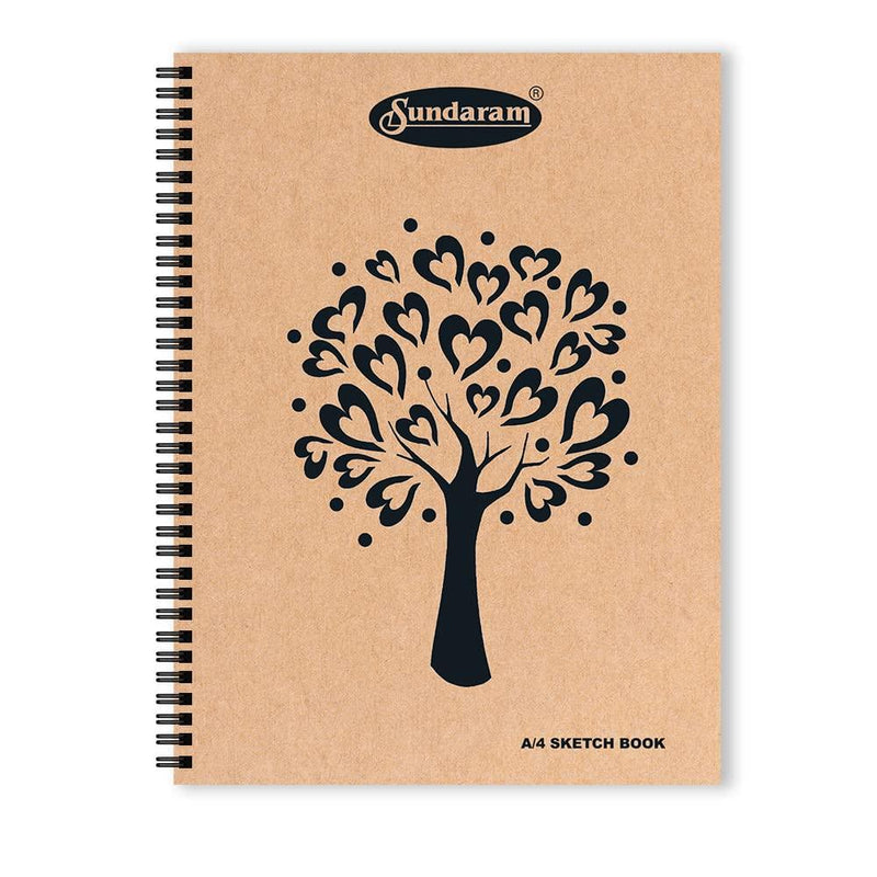 Sundaram A4 Sketch Book – Spiral Bound, 100 Plain Pages (1 Book)