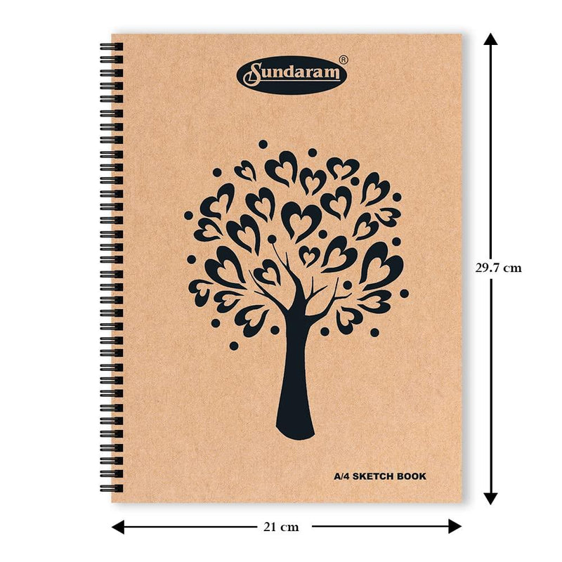 Sundaram A4 Sketch Book – Spiral Bound, 100 Plain Pages (1 Book)