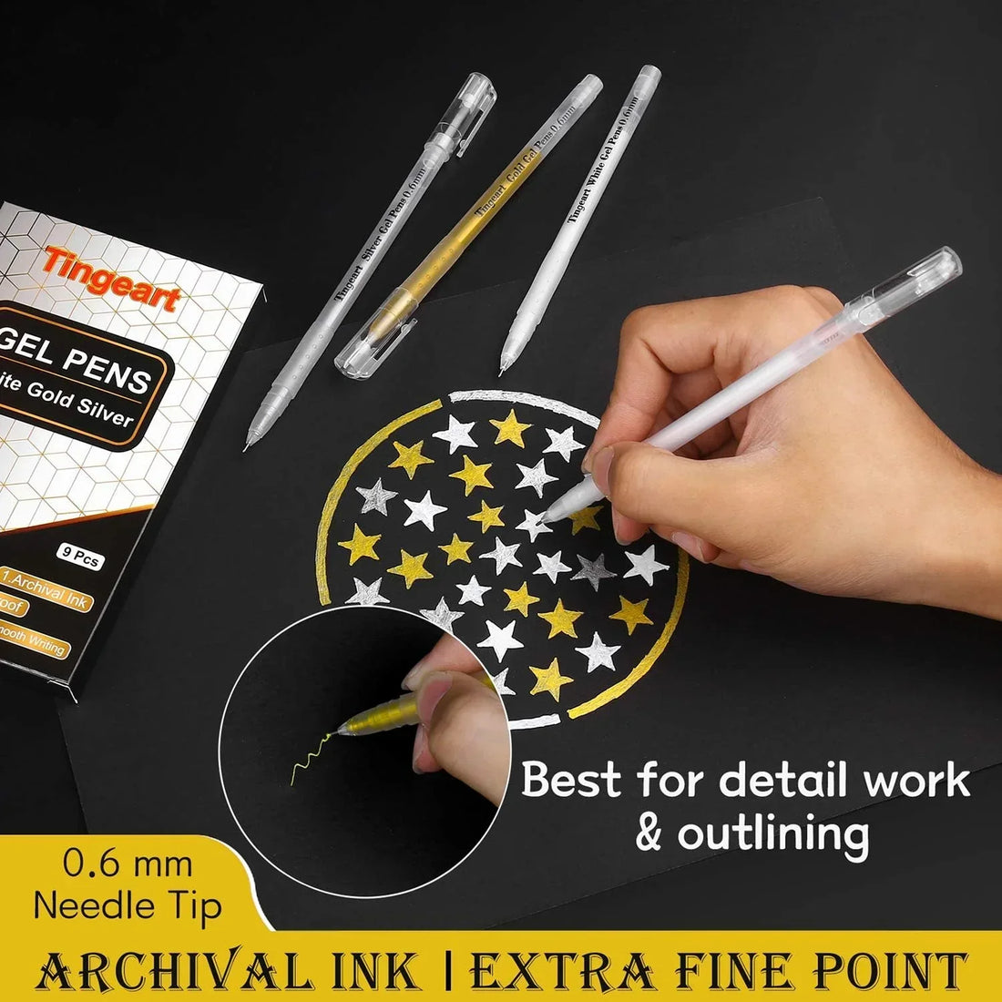 Golden Rolly Gel Pens For Doodle, Mandala, Sketching 1 unit