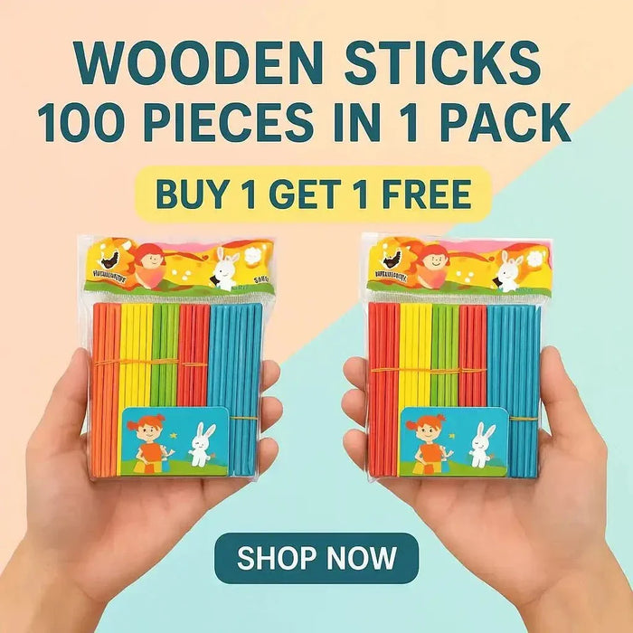 (Buy 1 Pack Get 1 Free) Wooden Stick 100Pcs 8Cm Colour