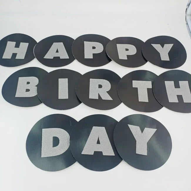Black Theme Happy Birthday Paper Banner (Pack)