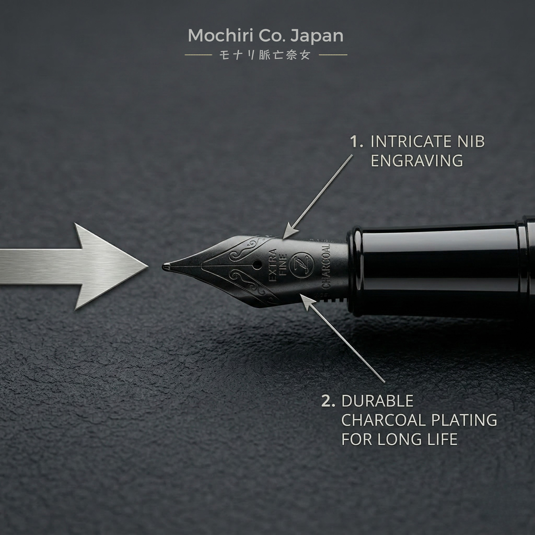 Mochiri Co. Japan Charcoal Honeycomb Fountain Pen I Long Writing Partner