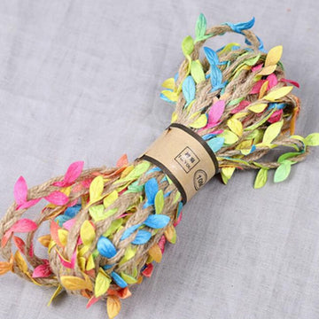 (Buy 1 Get 1 Free) Multi-Color Jute Thread with Leaf Accents - 3 Meters (pack of 1)