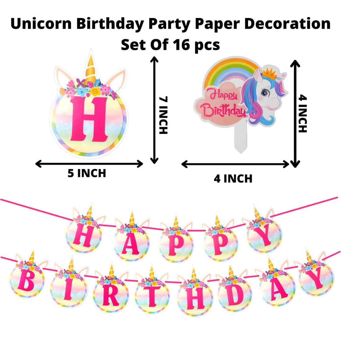 Combo pack unicorn theme birthday banner theme