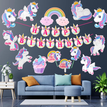 Combo pack unicorn theme birthday banner theme