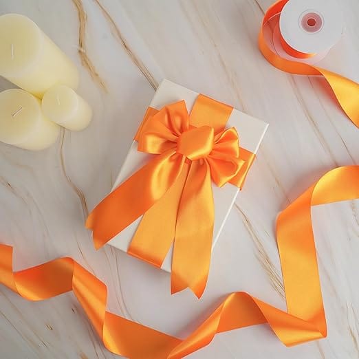 Premium 1.5 inch Satin Ribbon - Orange Tangerine