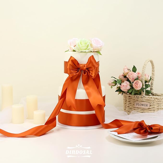 Burnt Orange Premium Pastel double faced satin ribbon (1.5 inch) l Pack of 1 (10 meters)