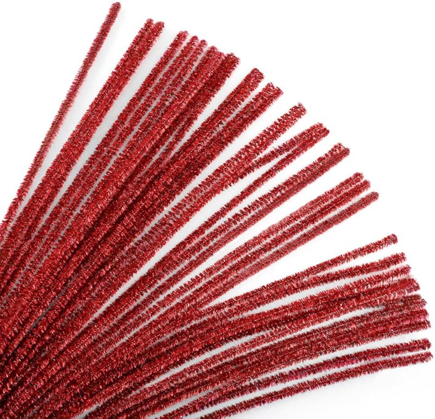 Pipe Cleaner Glitter 100Pc Red (T31)