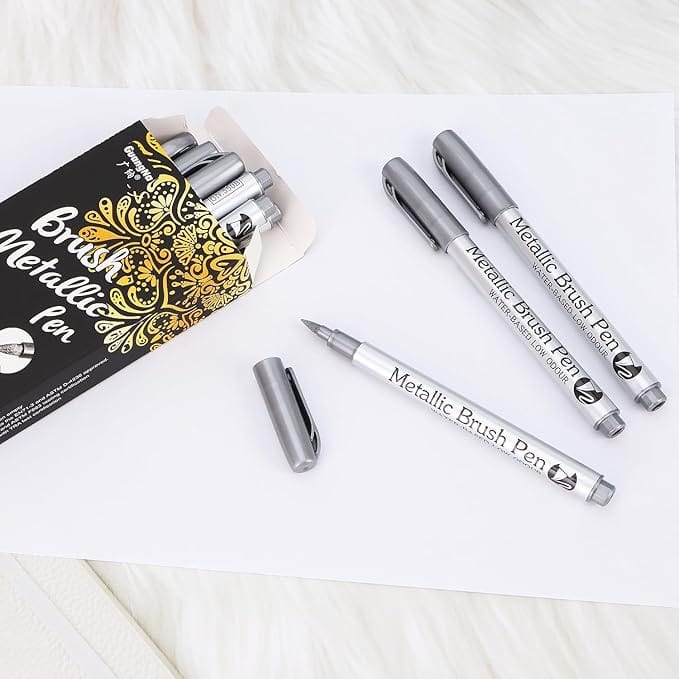 Mettalic Brush Pen Silver Gn550B-Sr | INKARTO | Contains 1 pen