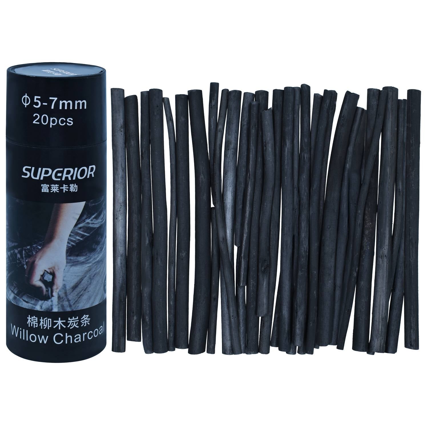 Superior Willow Charcoal Stick l 5-7mm l 20 Pcs l