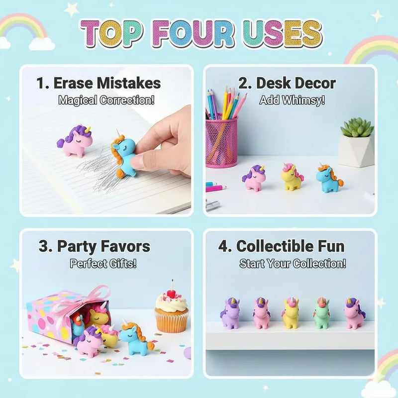 (Buy 1 Get 1 free ) Cute Unicorn Pencil Eraser For Kids