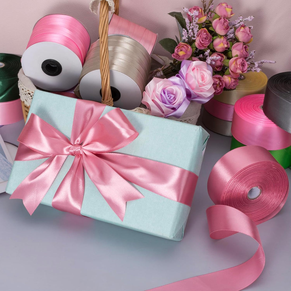 Premium 1.5 inch double faced satin ribbon l Pastel Pink l Pack of 1 ribbon (10 meters)