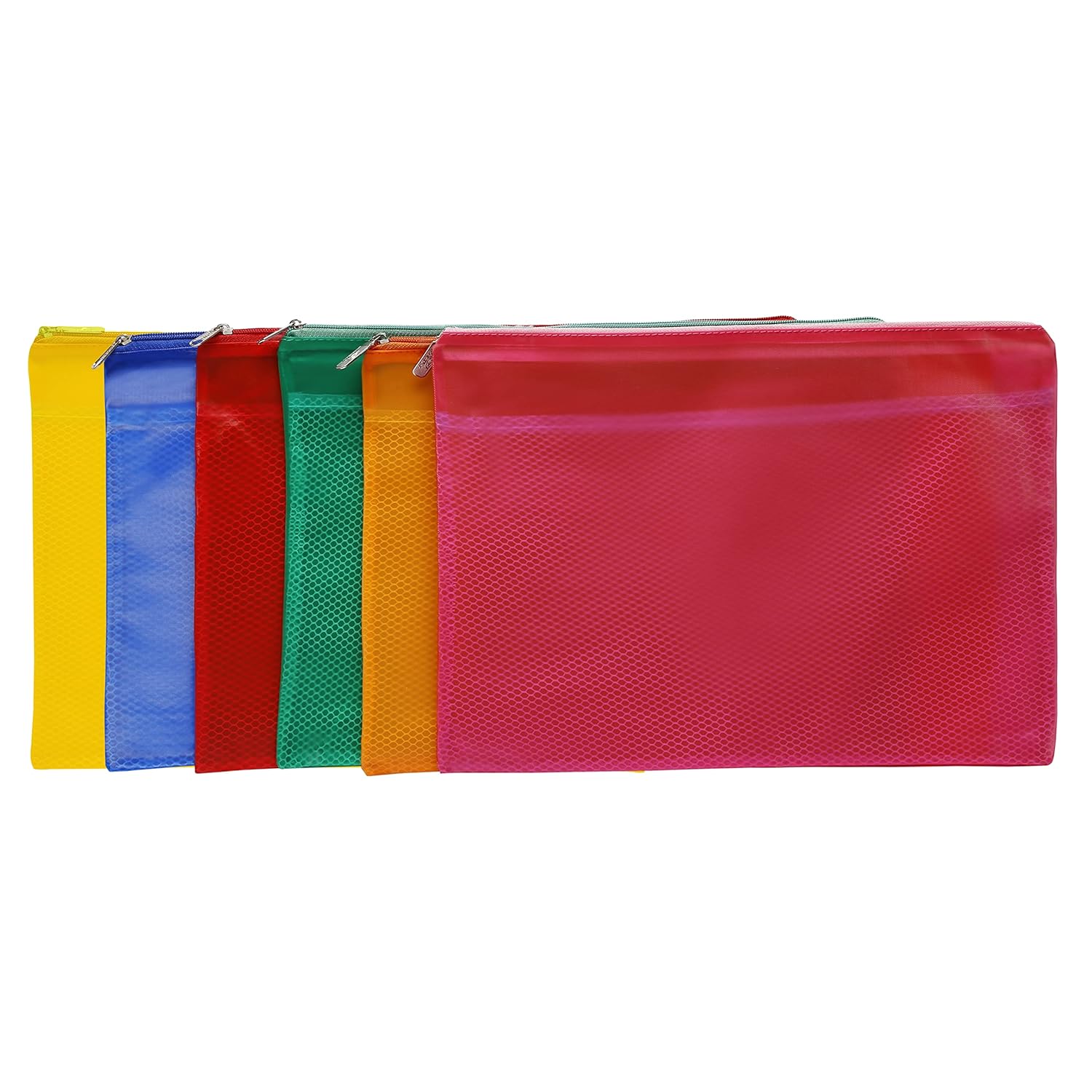 PVC Multicolor Zip File with Net Divider - A5 Size (Pack of 1)