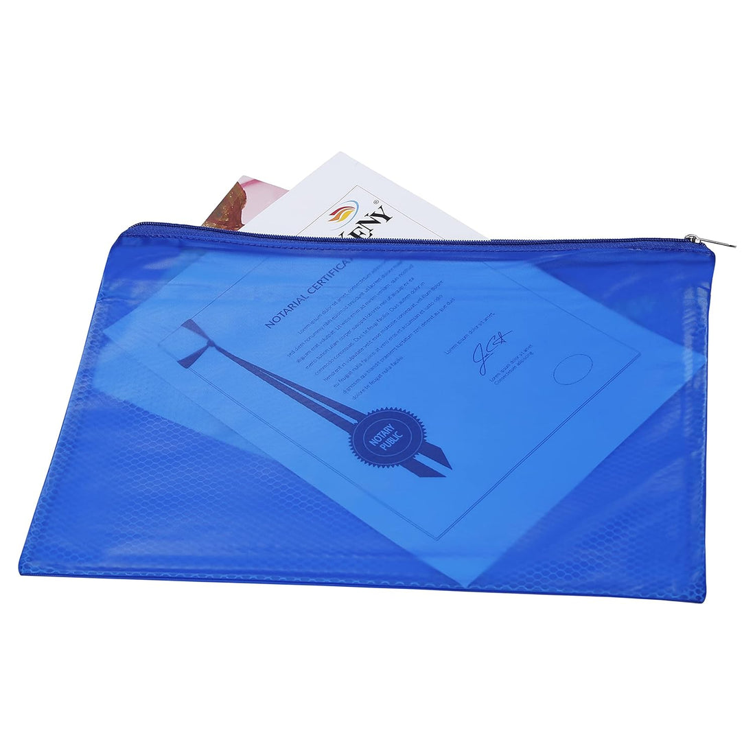 PVC Multicolor Zip File with Net Divider - A5 Size (Pack of 1)