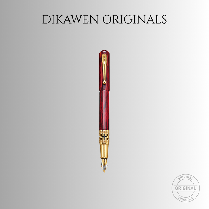 DIKAWEN ORIGINALS – Premium Fountain Pen | Marbled Barrel | Ornate Gold-Tone Detailing | Refined Writing