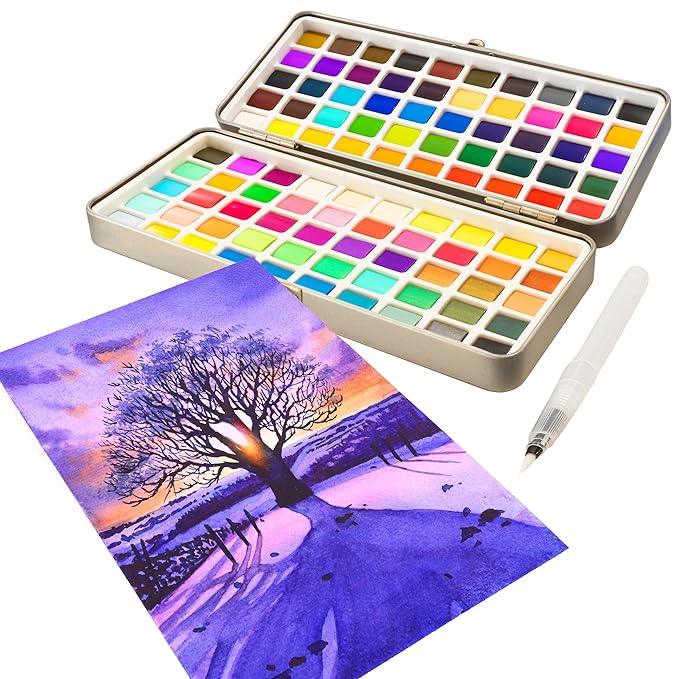 Art 100 Colours Premium Watercolour Paint Set - Metallic Pearlescent