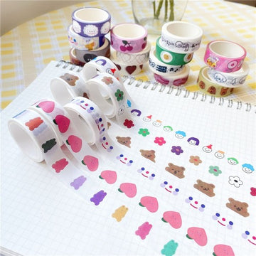 Printed washi tape I Pack of 6 Cute Designed tapes for Scrapbooking