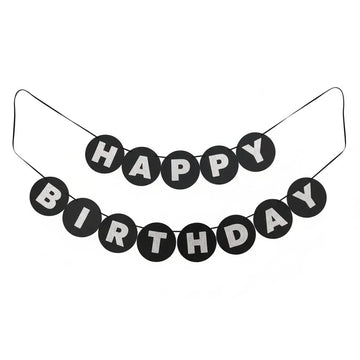 Black Theme Happy Birthday Paper Banner (Pack)
