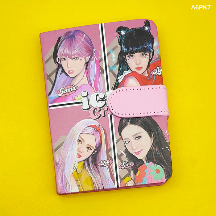 Black Pink Printed Magnetic Diary 14x10cm - Notebook (Design 6)
