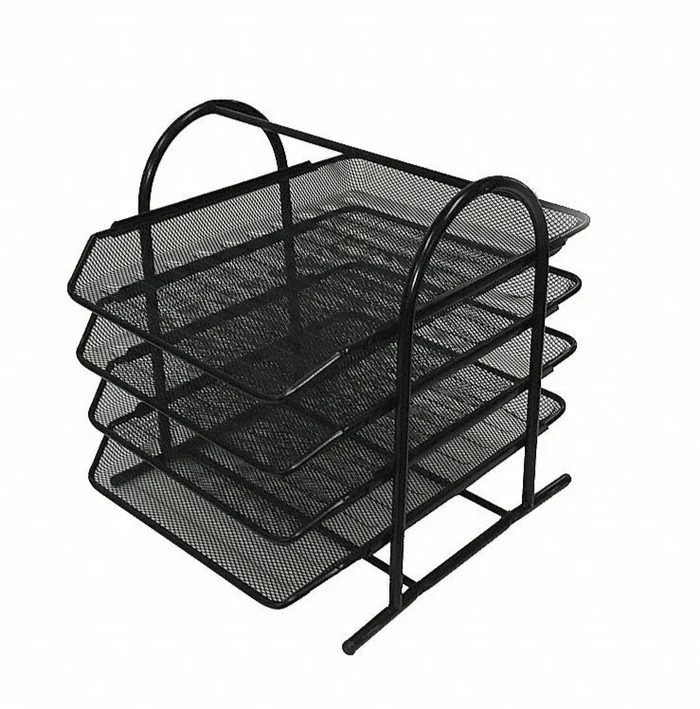 Sturdy 4-Tier Metal Document Tray for Organized Workspace