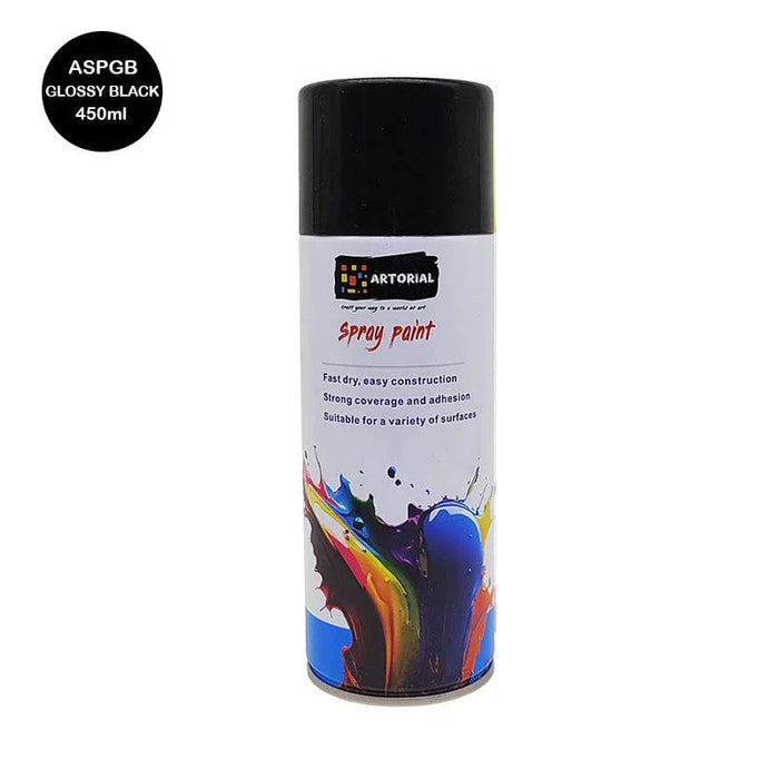 Artorial Glossy Black Spray Paint 450ml - Premium Quality