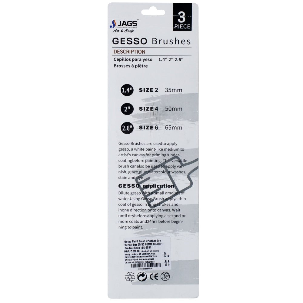 Gesso Paint Brush 3-Piece Set BS-8031
