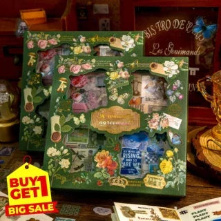 (Buy 1 Box Get 1 Box free) Journaling Sticker box of 100 Sheets (640 Stickers) I Useful for Resin art I Botanical Butterfly theme