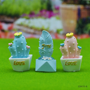 Miniature Cactus Tree Love 3 Pcs | C0431-A