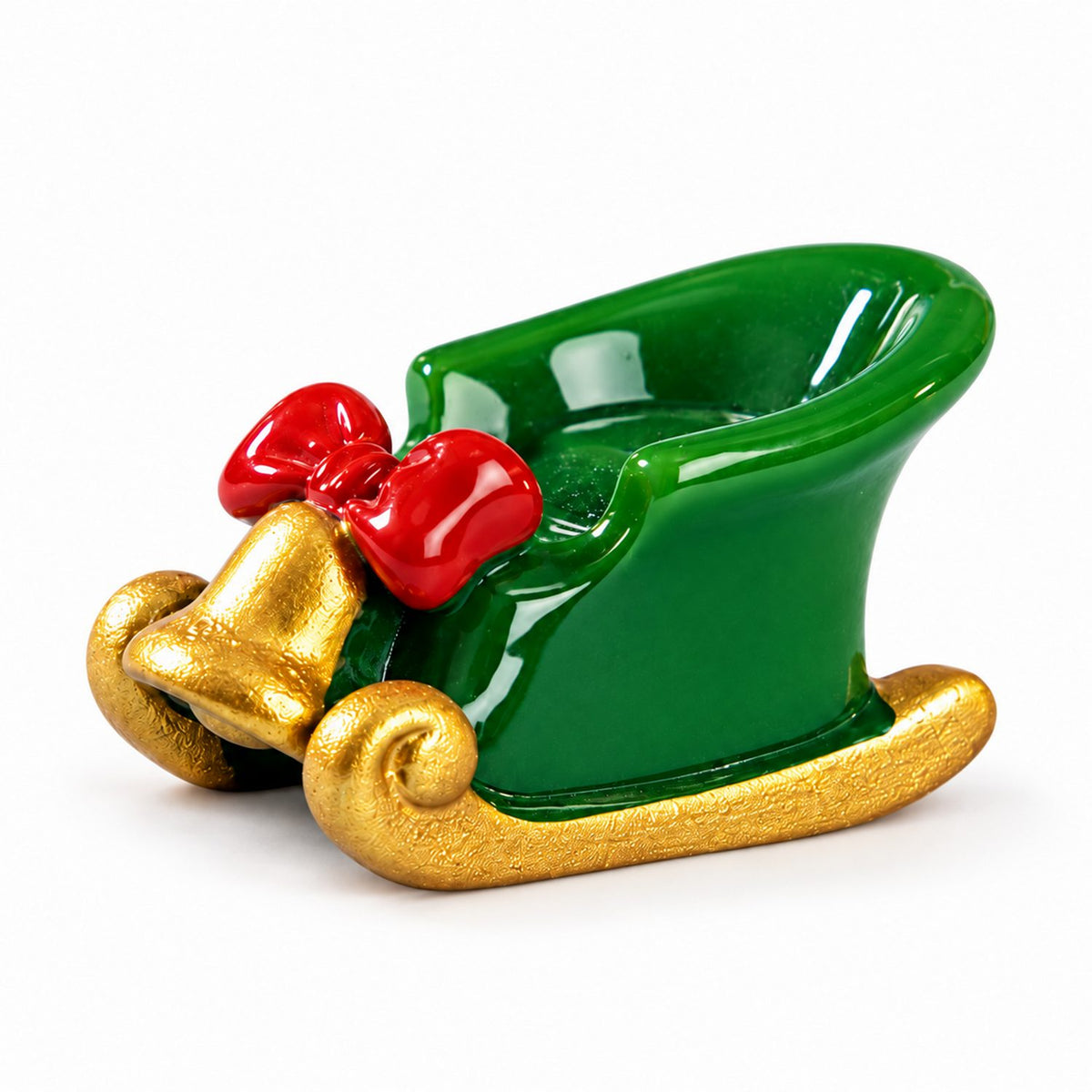 Miniature Christmas Santa Sleigh Green size view