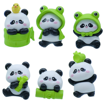 Miniature Panda Green & White 6 Pcs Set | C2831-A