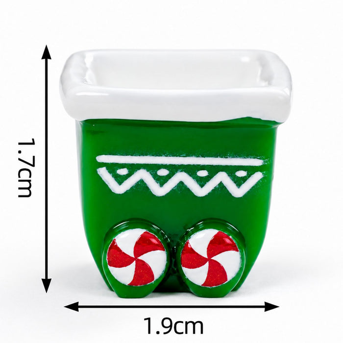 Miniature Christmas Train Cart Green for Xmas Decor & DIY Craft