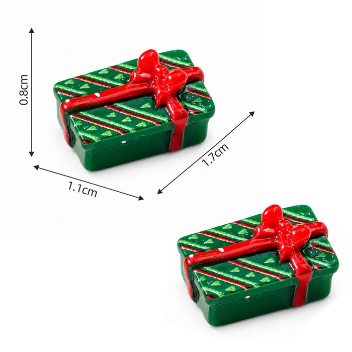 Miniature Christmas Gift Box 2 Pcs Green for Xmas Decor & DIY Craft