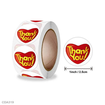 (JUMBO ROLL) HEART Thank you labels for your small business (500 Labels) 1inch