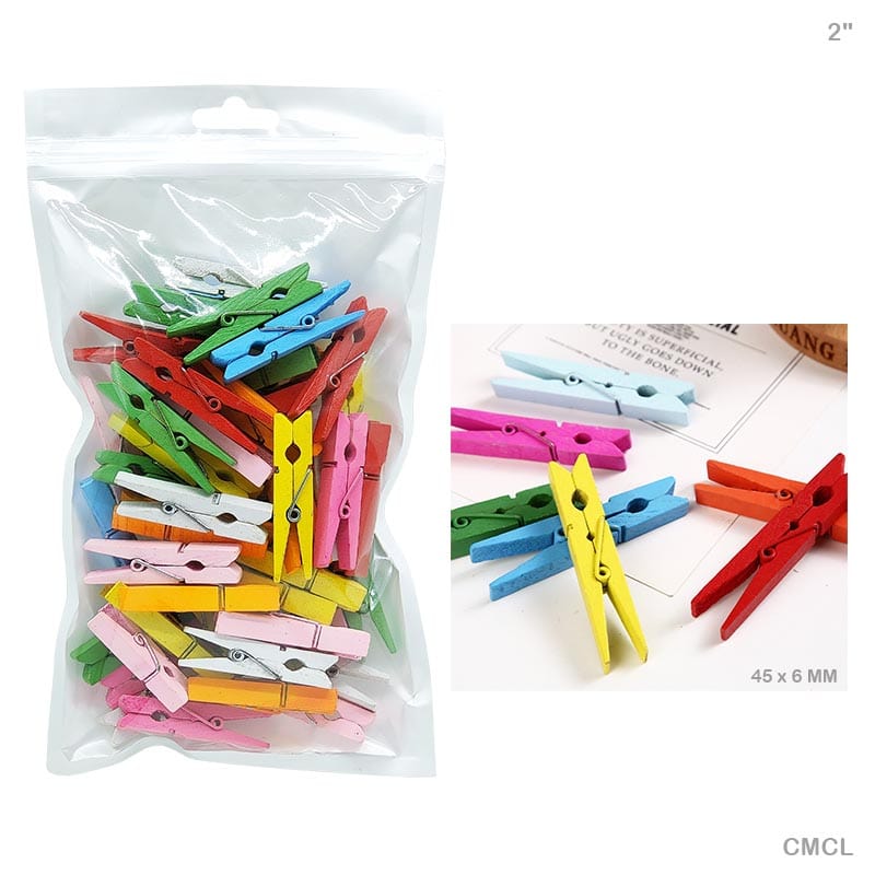 Clip 50Pc Midium Color 2" Wooden (Cmcl)