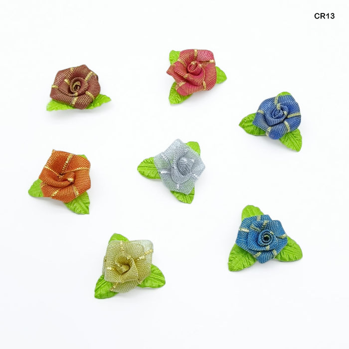 Plain Satin Cloth Flowers Multicolour - Pack of 24 for Craft & Decor