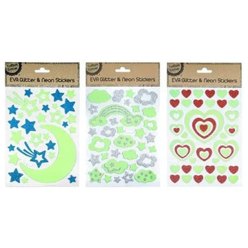 Glitter Neon Foam Designer Sticker Assorted Design (Pack Of 1)