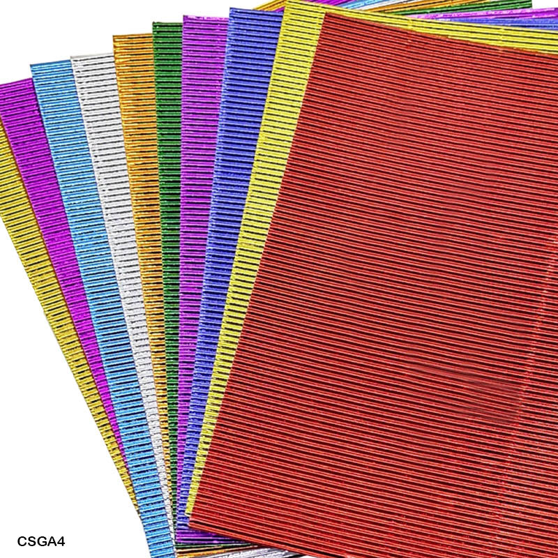 A4 Corrugated Metallic Sheets Multicolour - Pack of 10 for Craft
