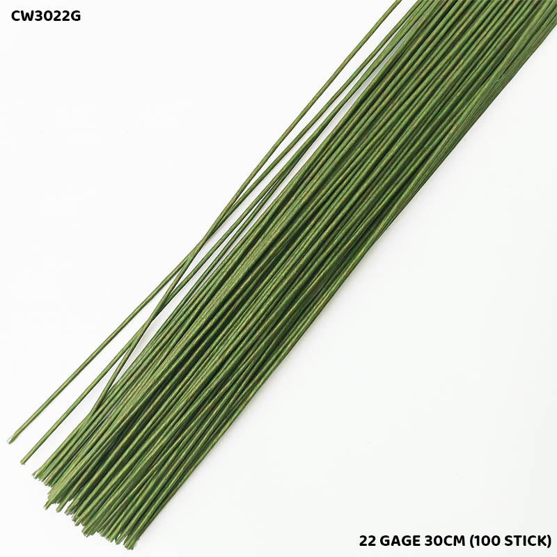 Craft Wire Green 22 Gauge 30cm - Pack of 100 Sticks