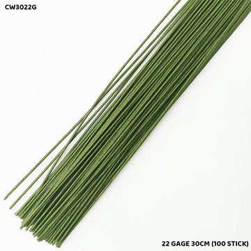 Craft Wire Green 22 Gauge 30cm - Pack of 100 Sticks