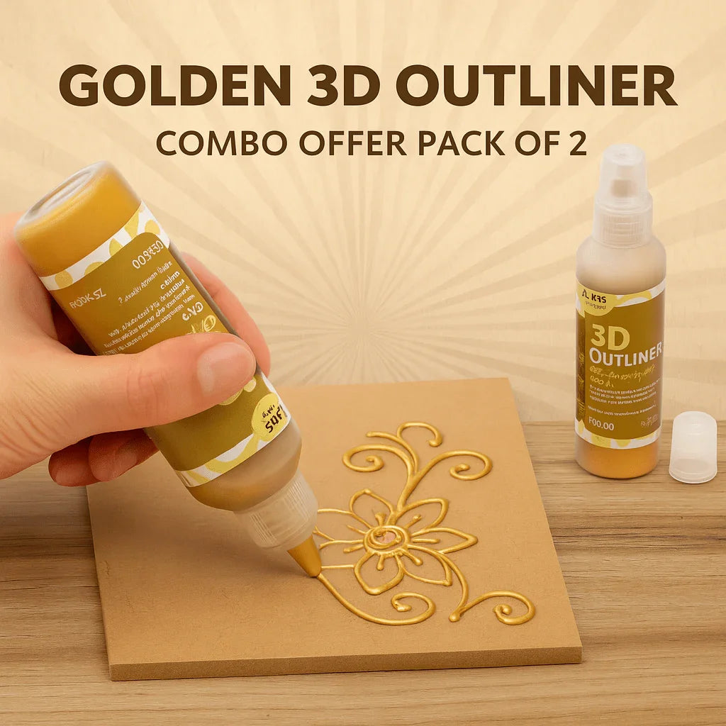 (Combo Pack of 2 ) 3D Gold outliner for Lippan art