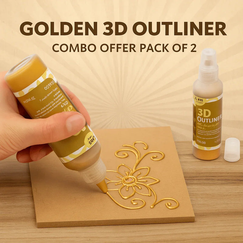 (Combo Pack of 2 ) 3D Gold outliner for Lippan art