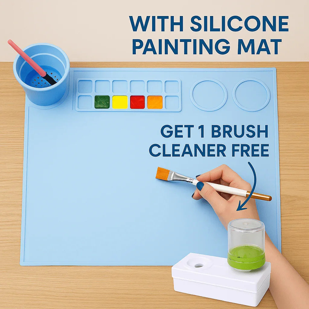 Silicone Painting foldable mat for painting I Get Free Automatic Brush cleaner with this product