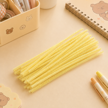 Yellow Glitter Pipe Cleaners - 100 Piece Pack